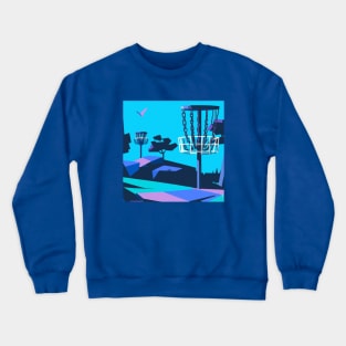 Disc Golf Park on Summer Day Crewneck Sweatshirt